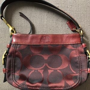 Unique Burgundy Brown Signature Coach Satchel